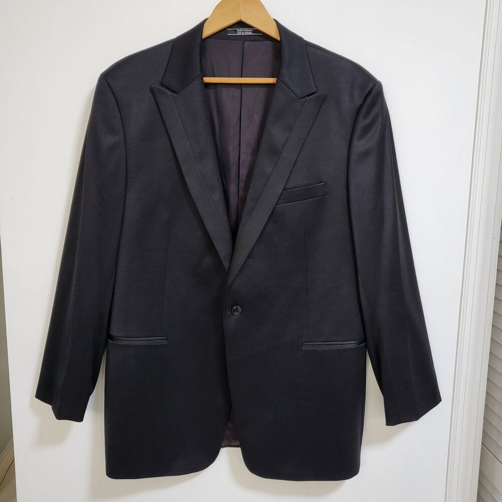 THEORY Tuxedo Blazer Jacket Black Wool 44 R Single One Button Closure EUC